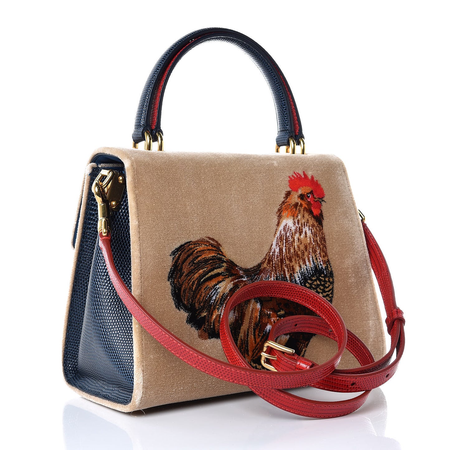 Velvet Lizard Rooster Printed Welcome Satchel Multicolor