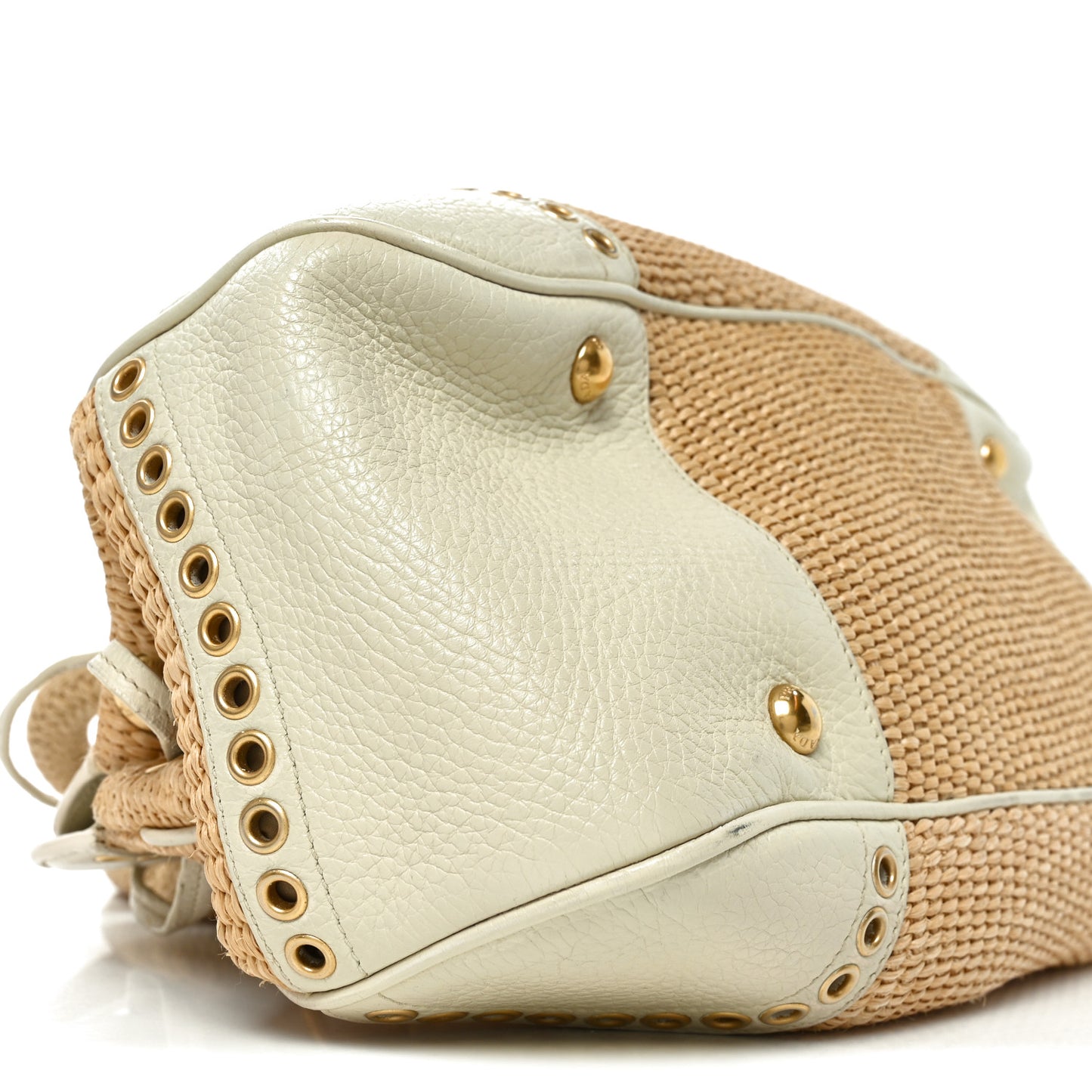 Paglia Cinghiale Eyelet Frame Bag Naturale White