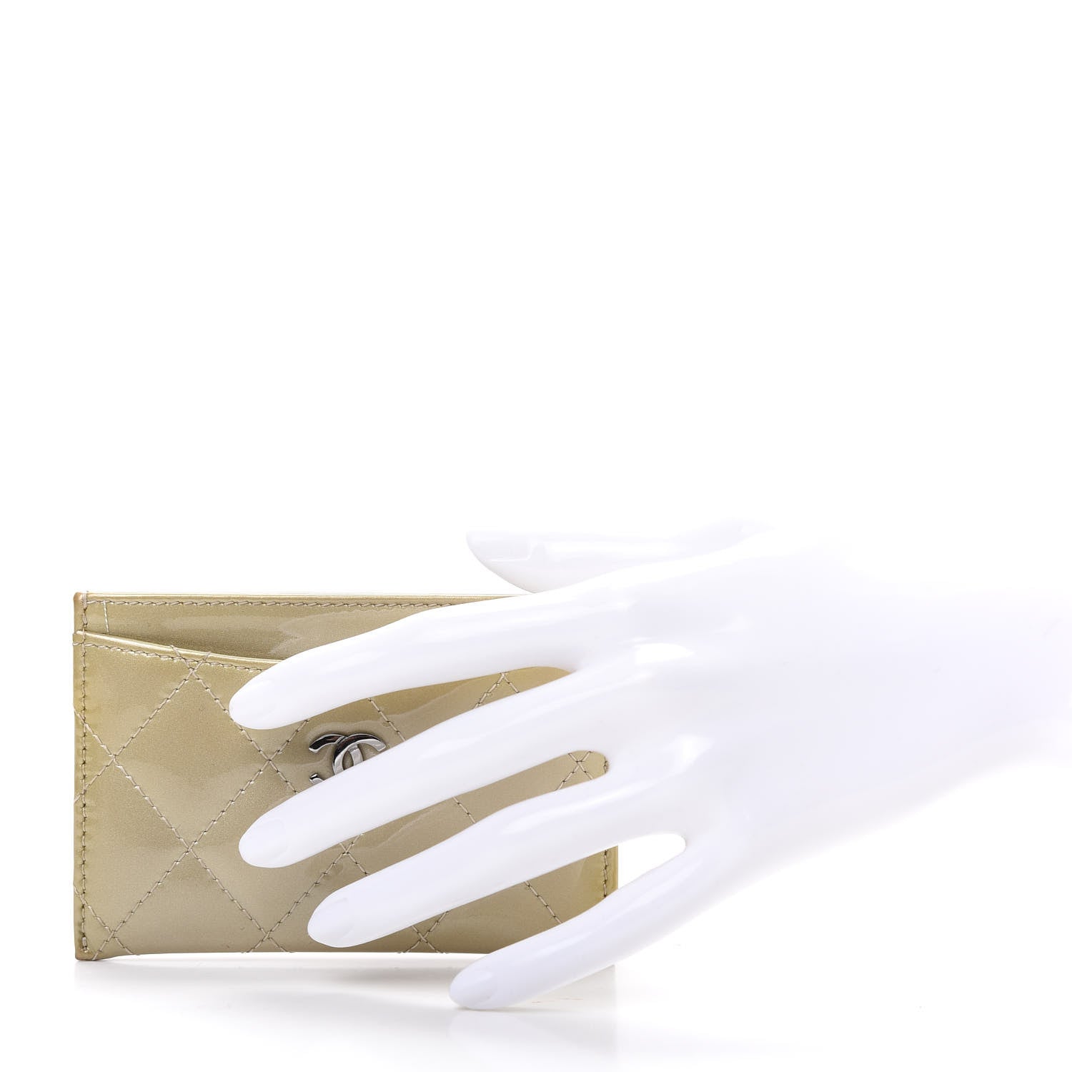 Chanel Patent Quilted Card Holder Gold 2 of 9