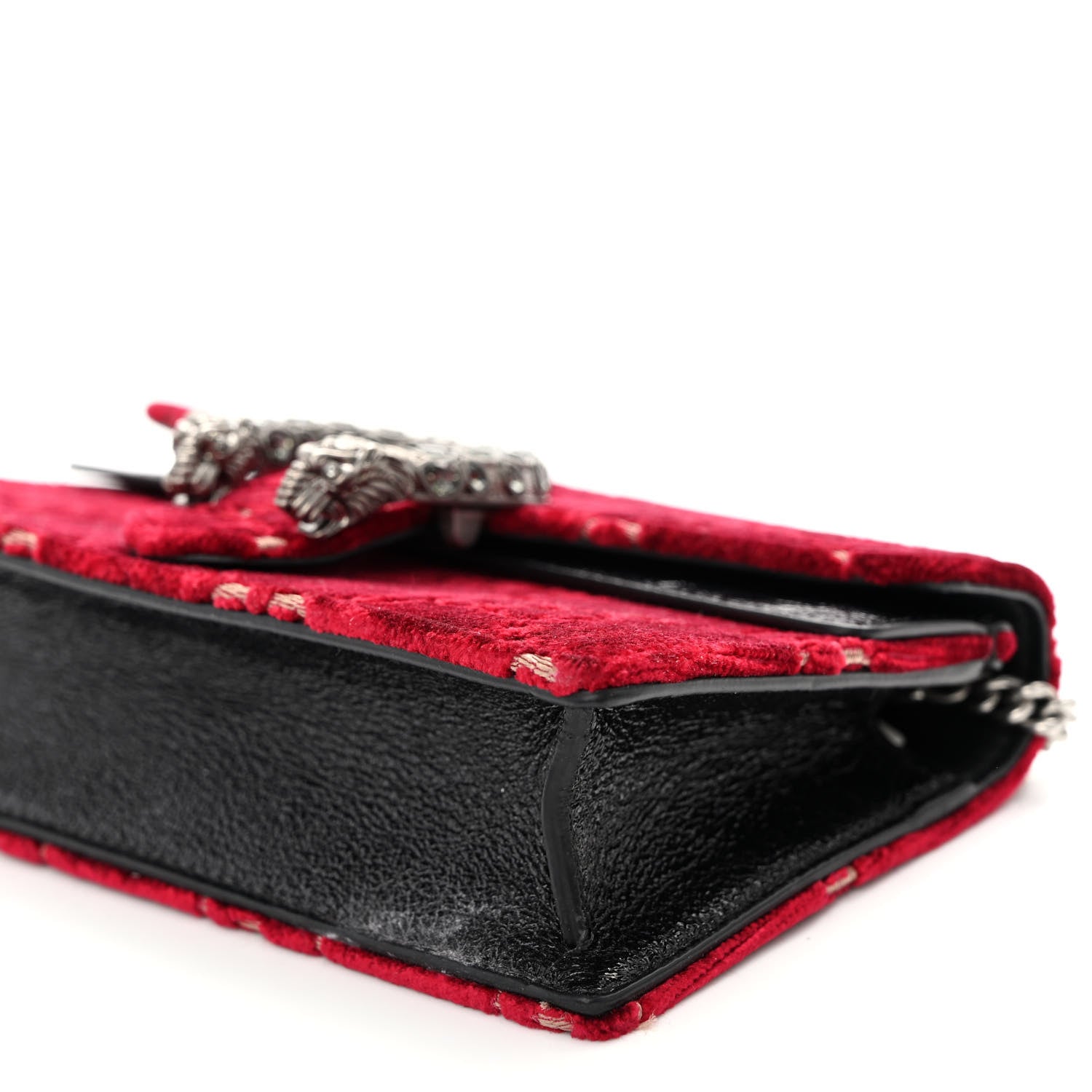 Gucci Velvet GG Monogram Super Mini Dionysus Shoulder Bag Red Cipria Black 9 of 12