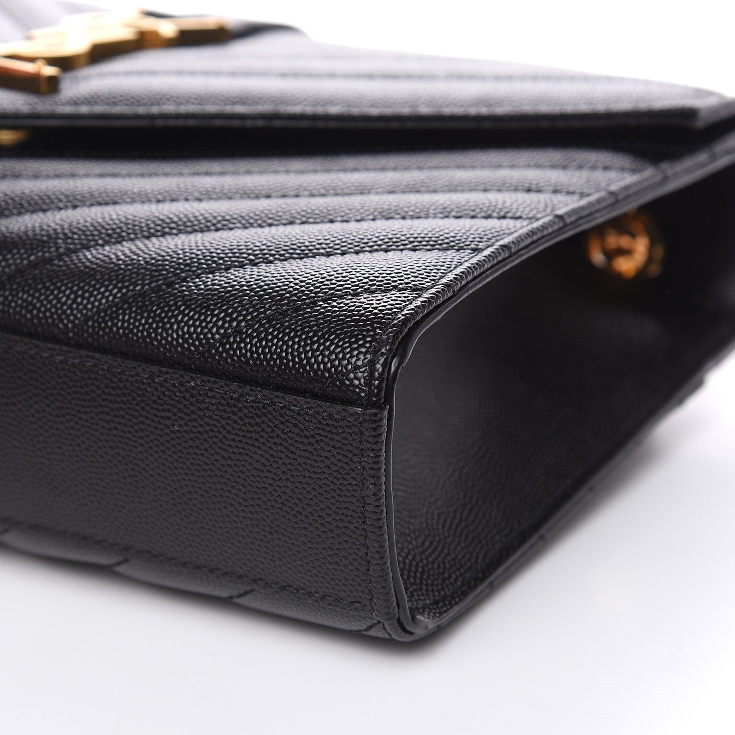 Saint Laurent Grain De Poudre Matelasse Chevron Medium Monogram Satchel Black 9 of 10
