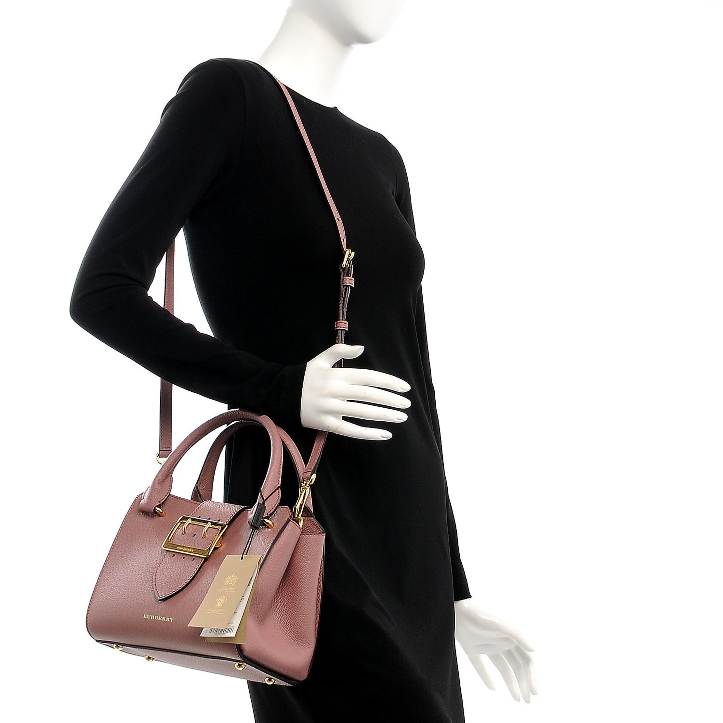 Soft Grain Calfskin Small Buckle Tote Dusty Pink