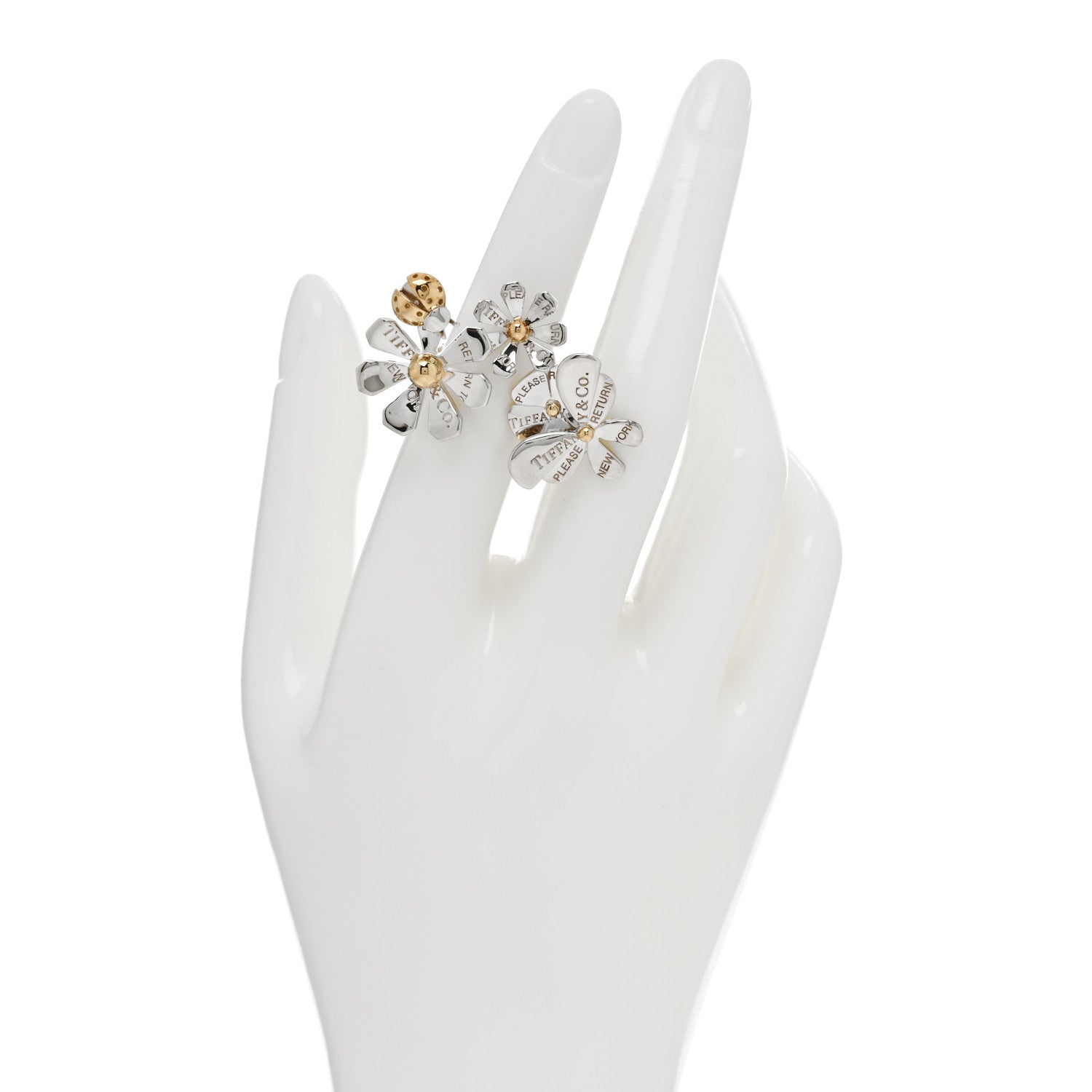 Tiffany Sterling Silver 18K Yellow Gold Return to Tiffany Love Bugs Ring 51 5.75 2 of 5