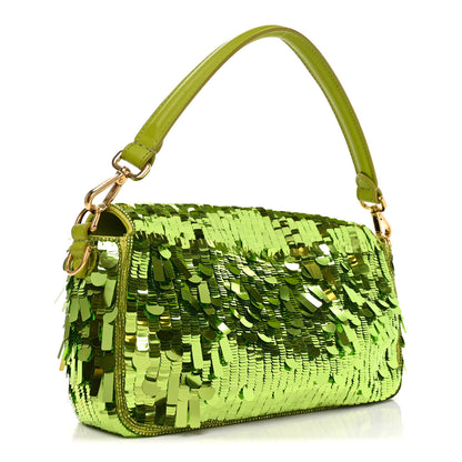 Fendi Sequin Paillettes Vitello Grace Sex and the City Baguette Wasabi 3 of 10