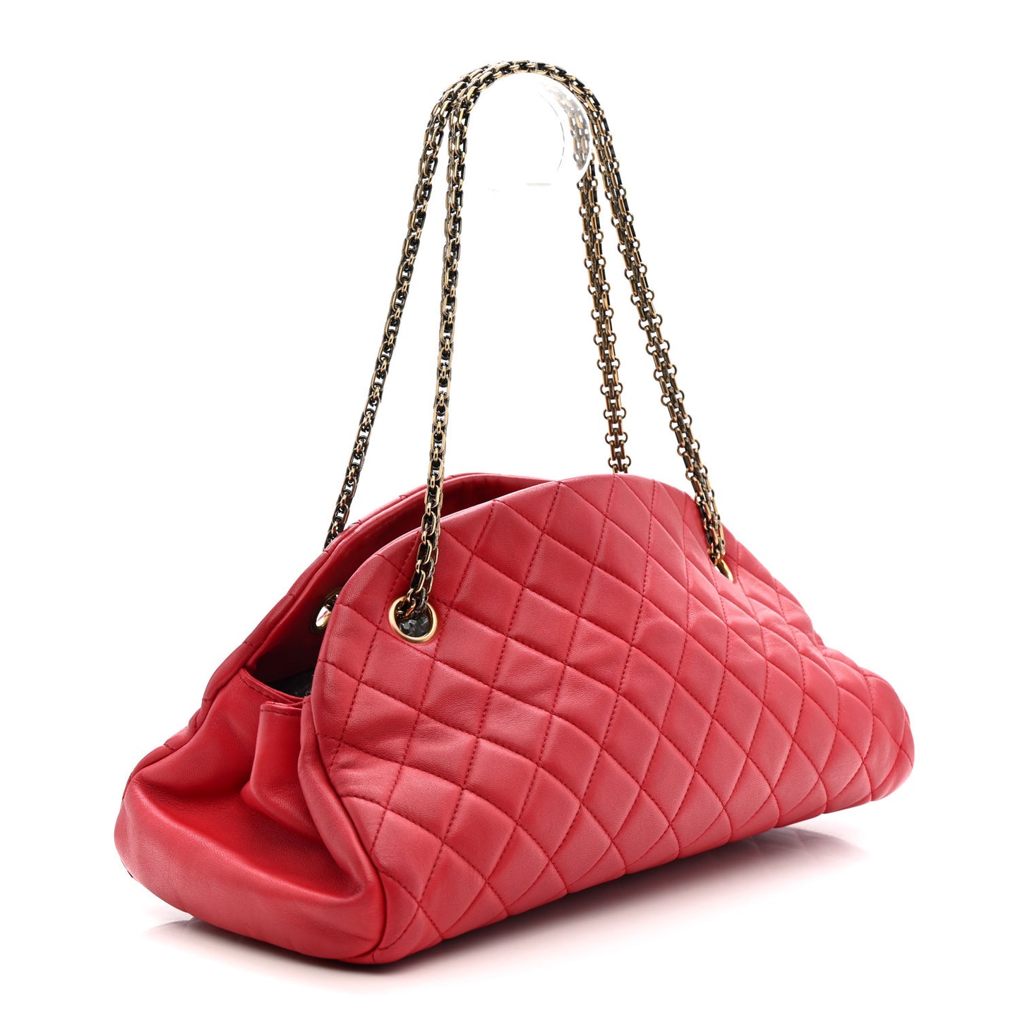 Calfskin Quilted Medium Just Mademoiselle Bowling Bag Red