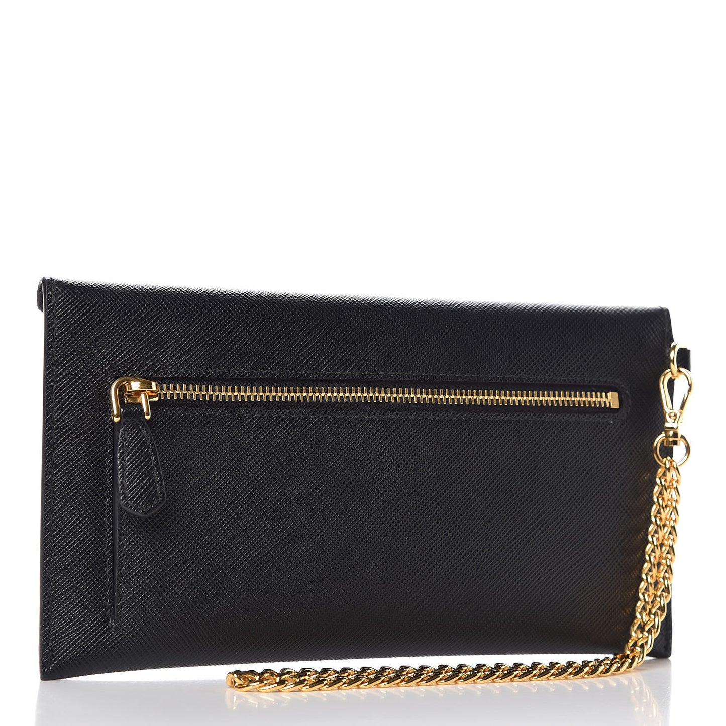 Saffiano Letter Wristlet Wallet Black