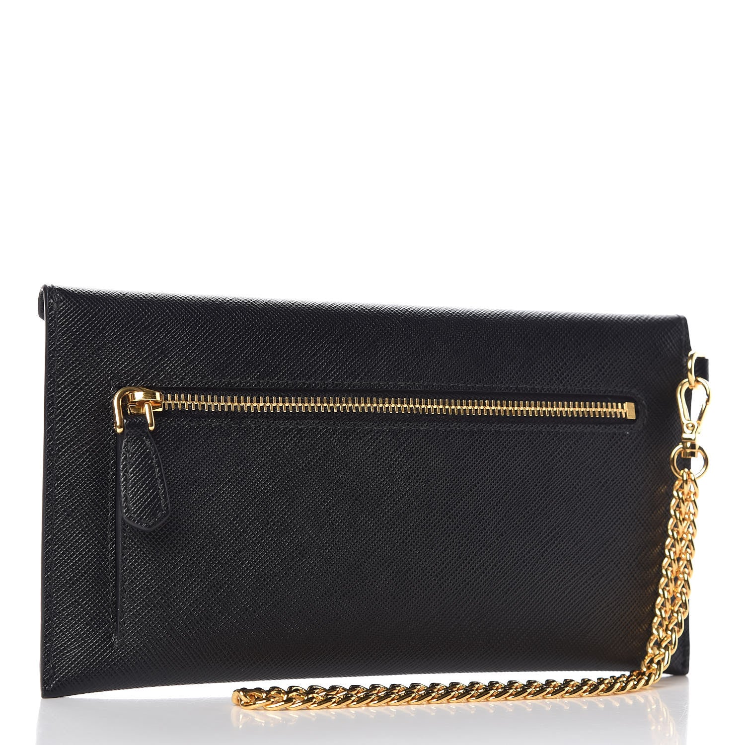 Prada Saffiano Letter Wristlet Wallet Black 3 of 9