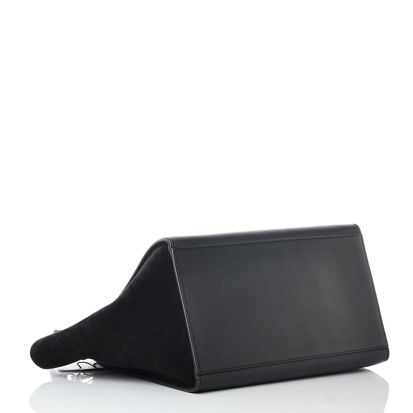 Drummed Calfskin Suede Medium Trapeze Black