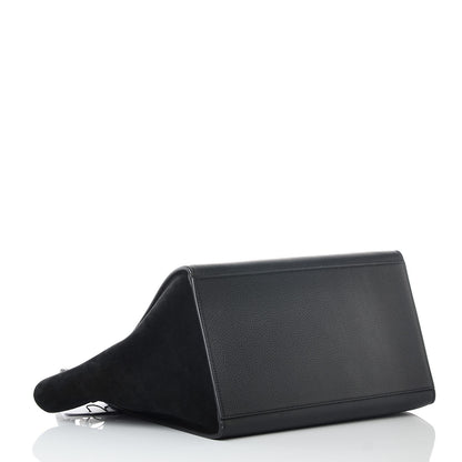 Celine Drummed Calfskin Suede Medium Trapeze Black 4 of 6