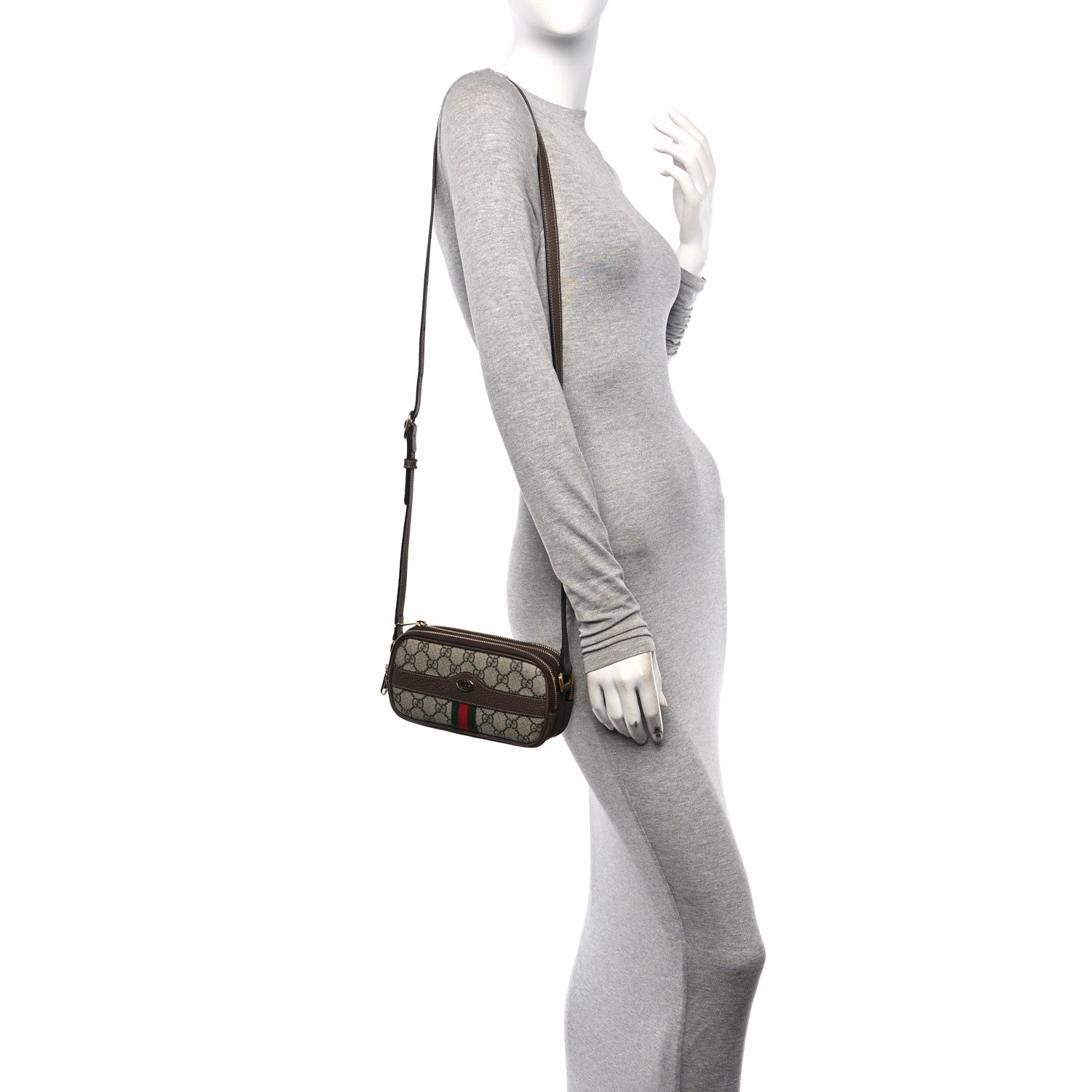 Gucci GG Supreme Monogram Web Mini Ophidia GG Bag Brown 2 of 12