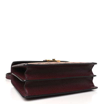 Gucci GG Supreme Monogram Textured Dollar Calfskin Web Small Ophidia Padlock Top Handle Bag Bordeaux 4 of 10