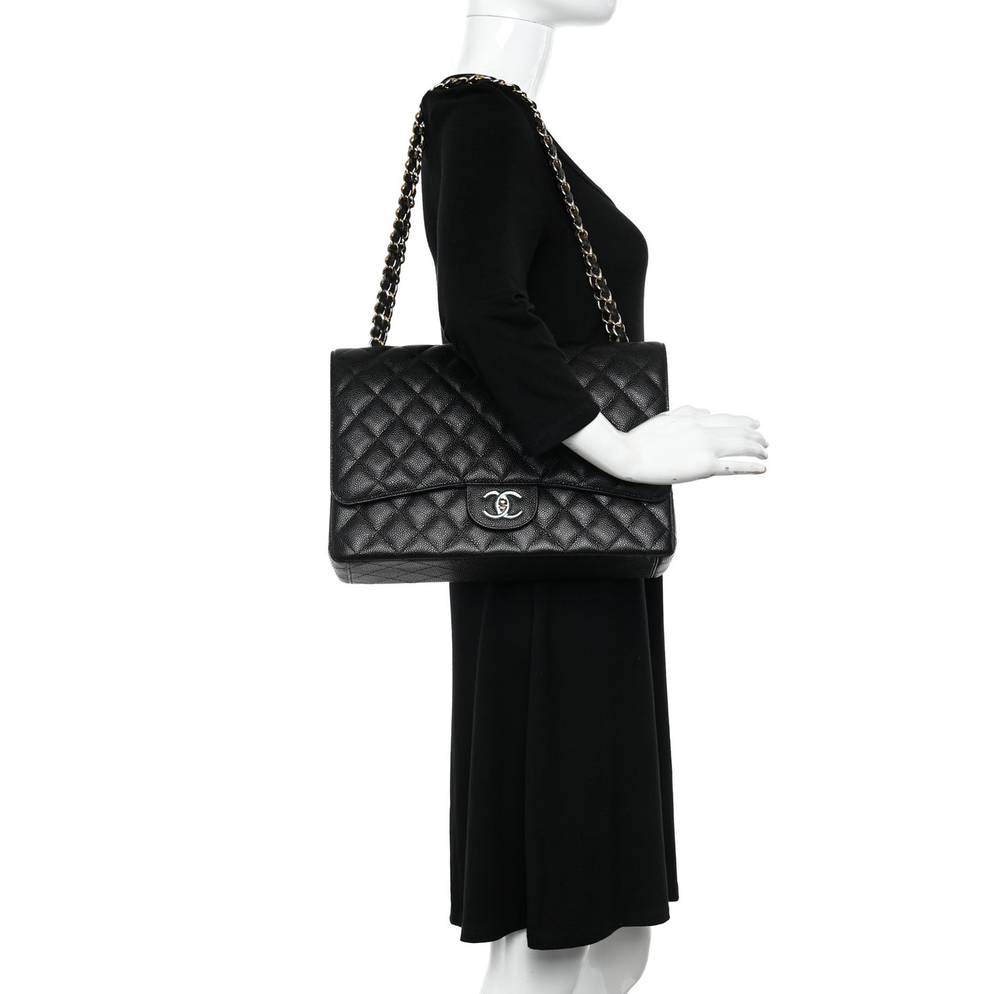 Caviar Quilted Maxi Double Flap Black