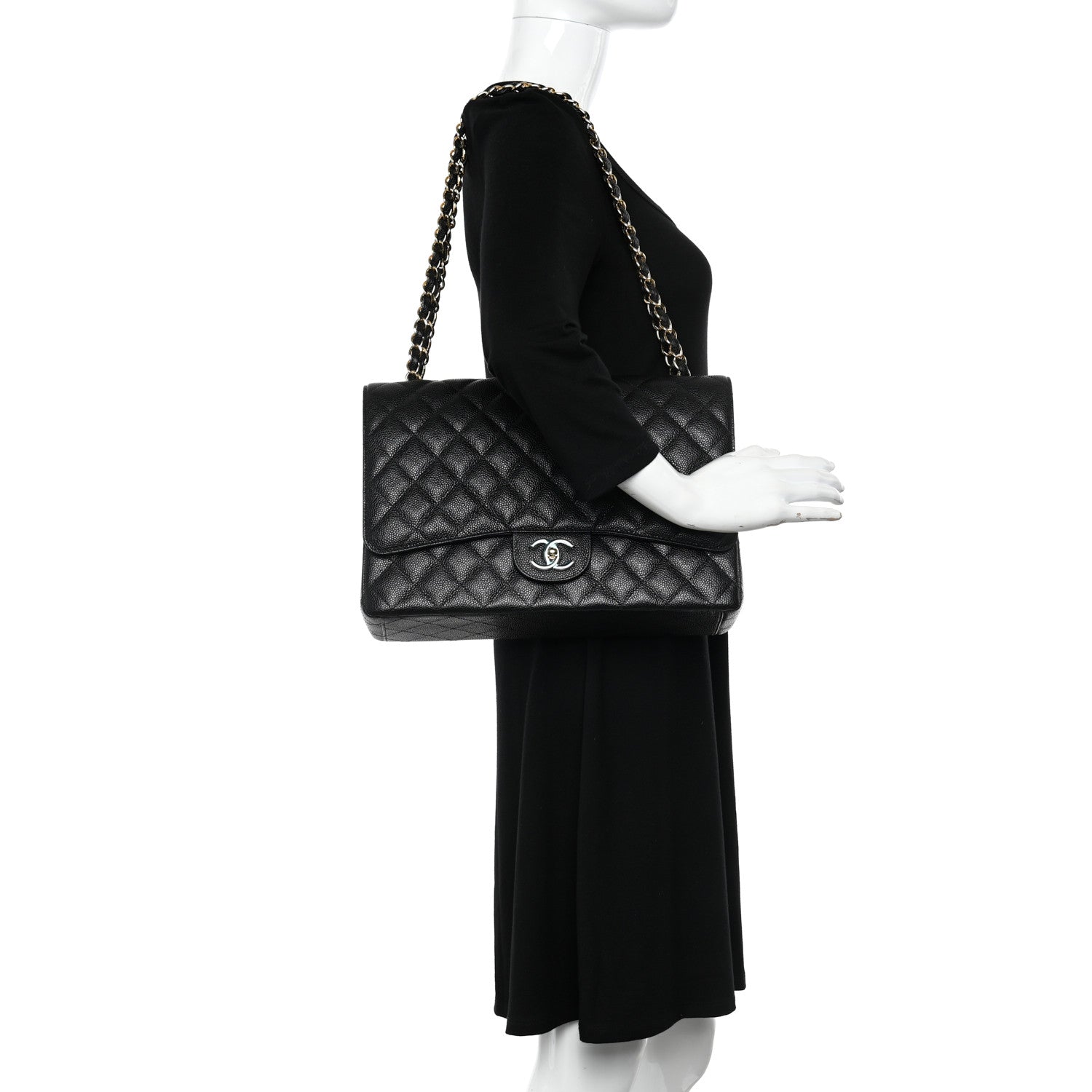 Chanel Caviar Quilted Maxi Double Flap Black 2 of 10