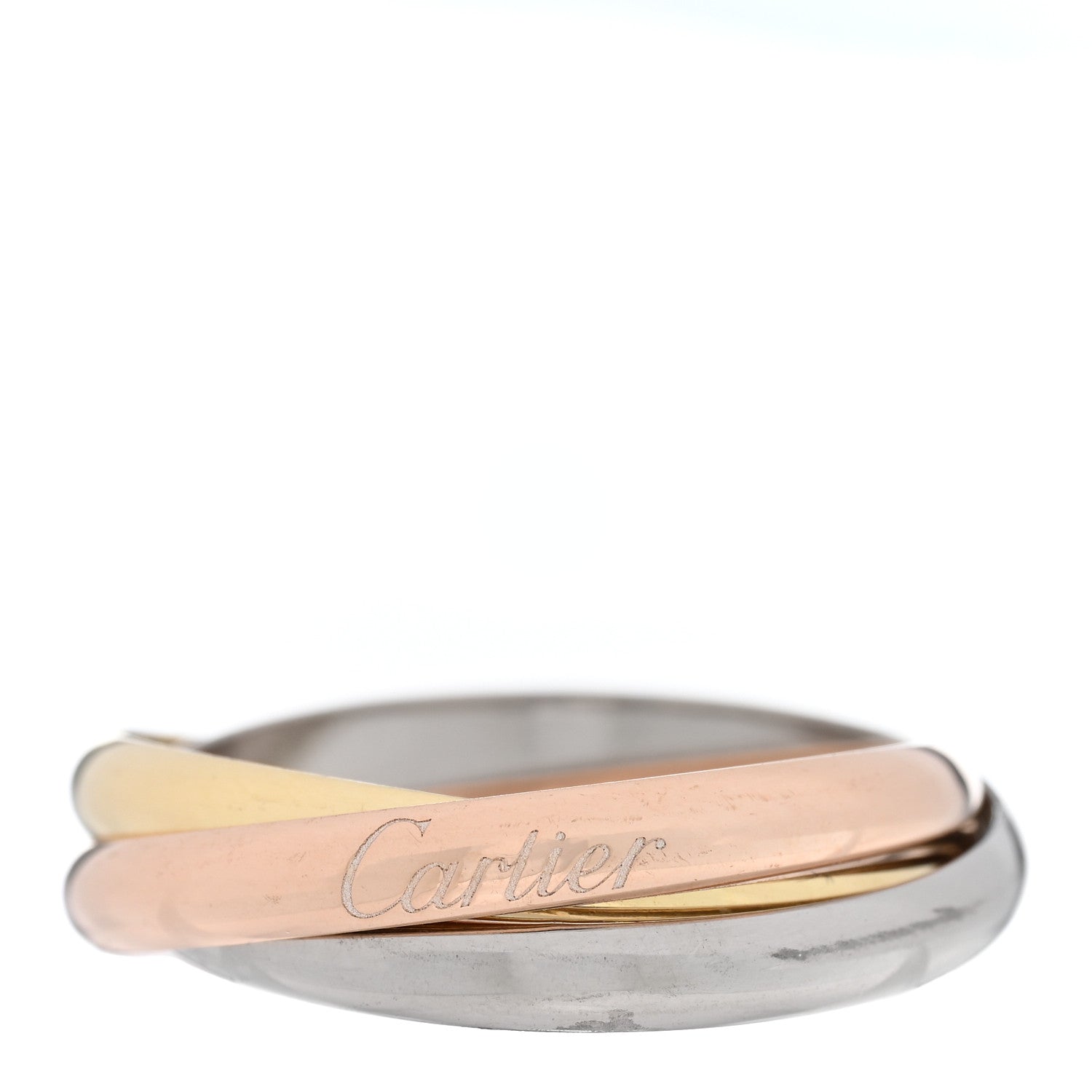 Cartier 18K Pink Yellow White Gold Small Trinity Ring 61 9.5 1 of 5