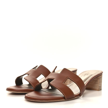 Hermes Calfskin Oasis Sandals 38 Gold 3 of 8