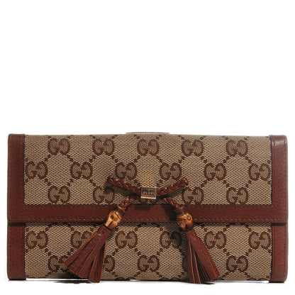 Gucci Monogram Cellarius Calfskin Bella Continental Wallet Beige Ebony Cuir 1 of 8