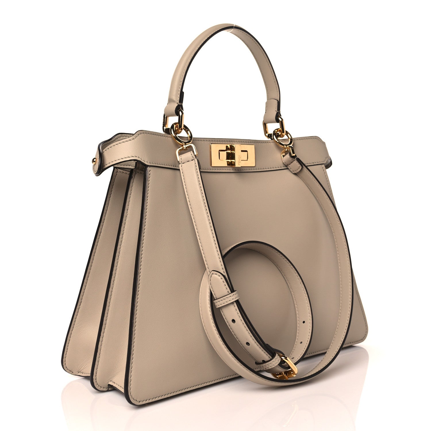 Fendi Vitello Seta Canvas FF Embroidered Medium Peekaboo I SEE U Satchel Nuvola Grezzo White 4 of 11