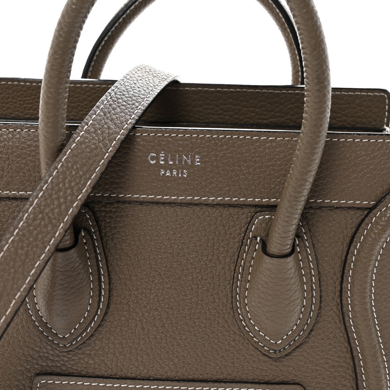 Celine Drummed Calfskin Nano Luggage Souris 7 of 9