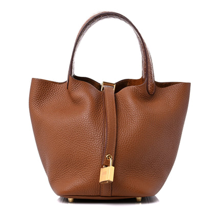 Hermes Taurillon Clemence Matte Alligator Picotin Lock Touch 18 PM Gold 1 of 13