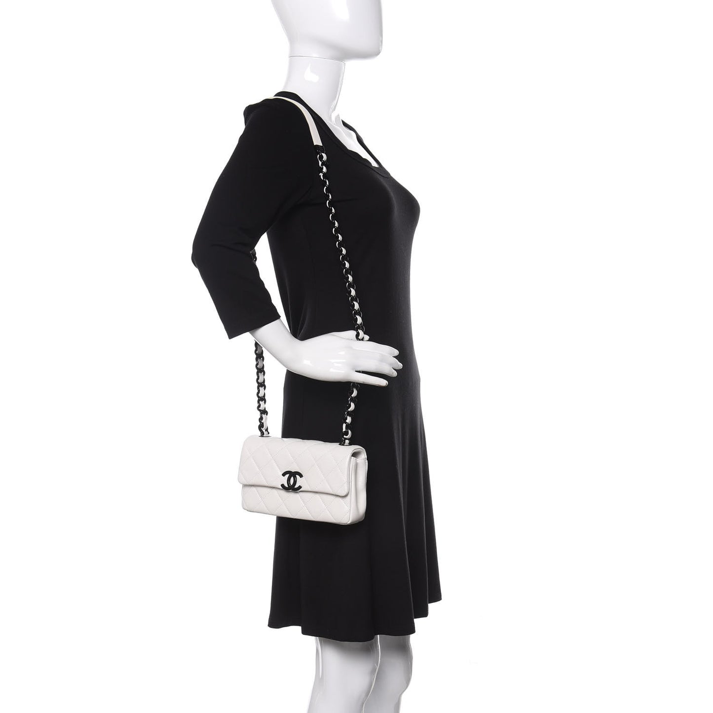Caviar Quilted My Everything Small Flap White Black
