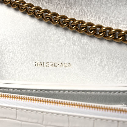 Balenciaga Calfskin Crocodile Embossed Small Crush Chain Bag White 6 of 12