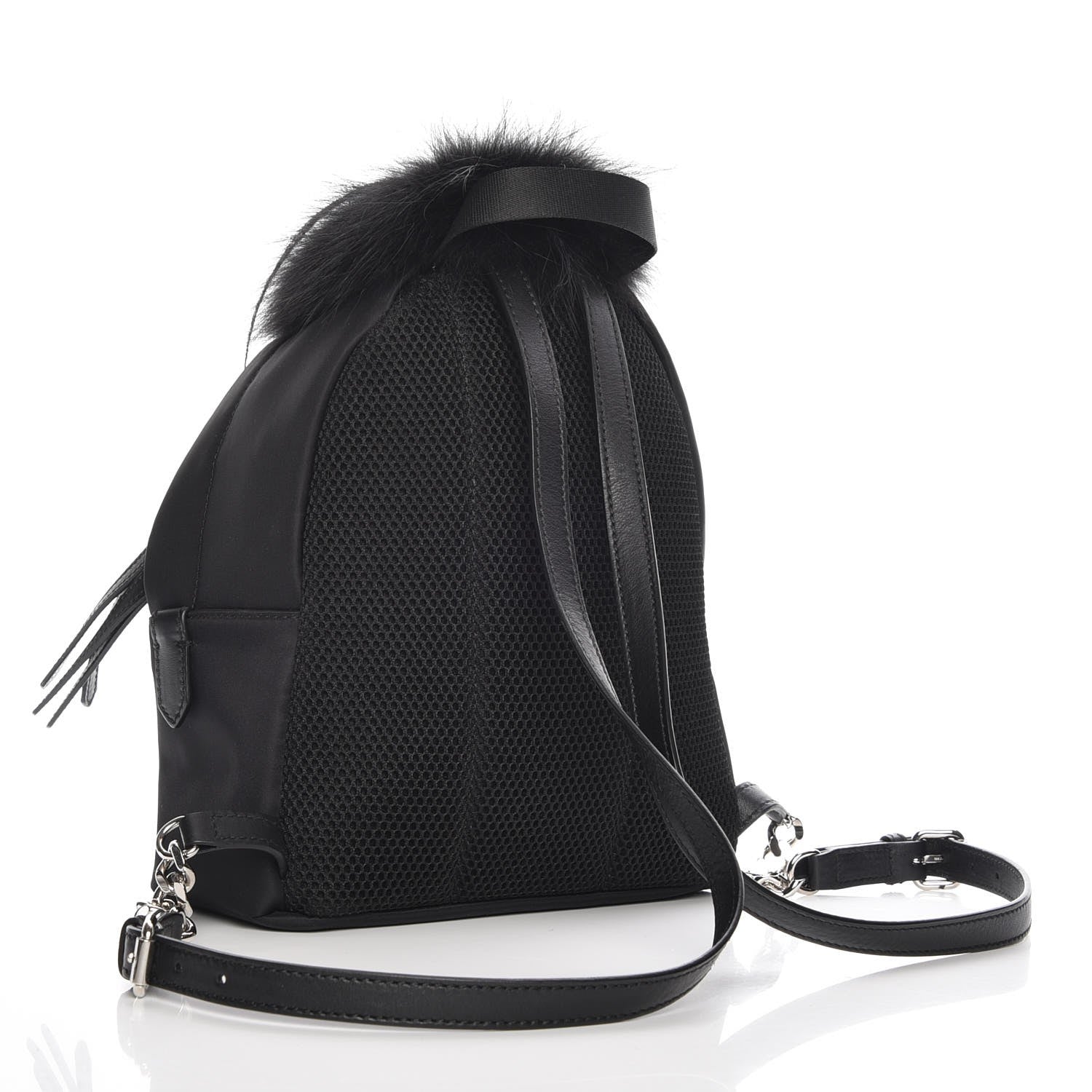Fendi Nylon Vitello Dolce Goat Fox Fur Crocodile Monster Eyes Mini Backpack Black Sunflower 3 of 7