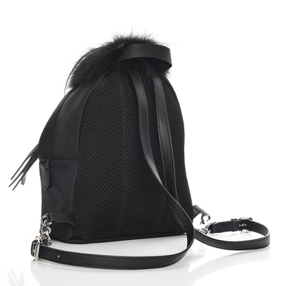 Fendi Nylon Vitello Dolce Goat Fox Fur Crocodile Monster Eyes Mini Backpack Black Sunflower 3 of 7