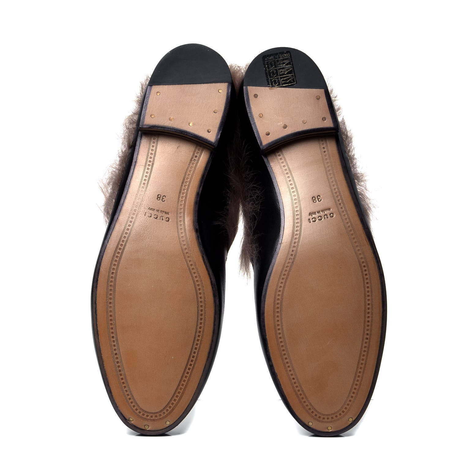 Gucci Malaga Kid Fur Womens Jordaan Loafers 38 Black Natural 7 of 10