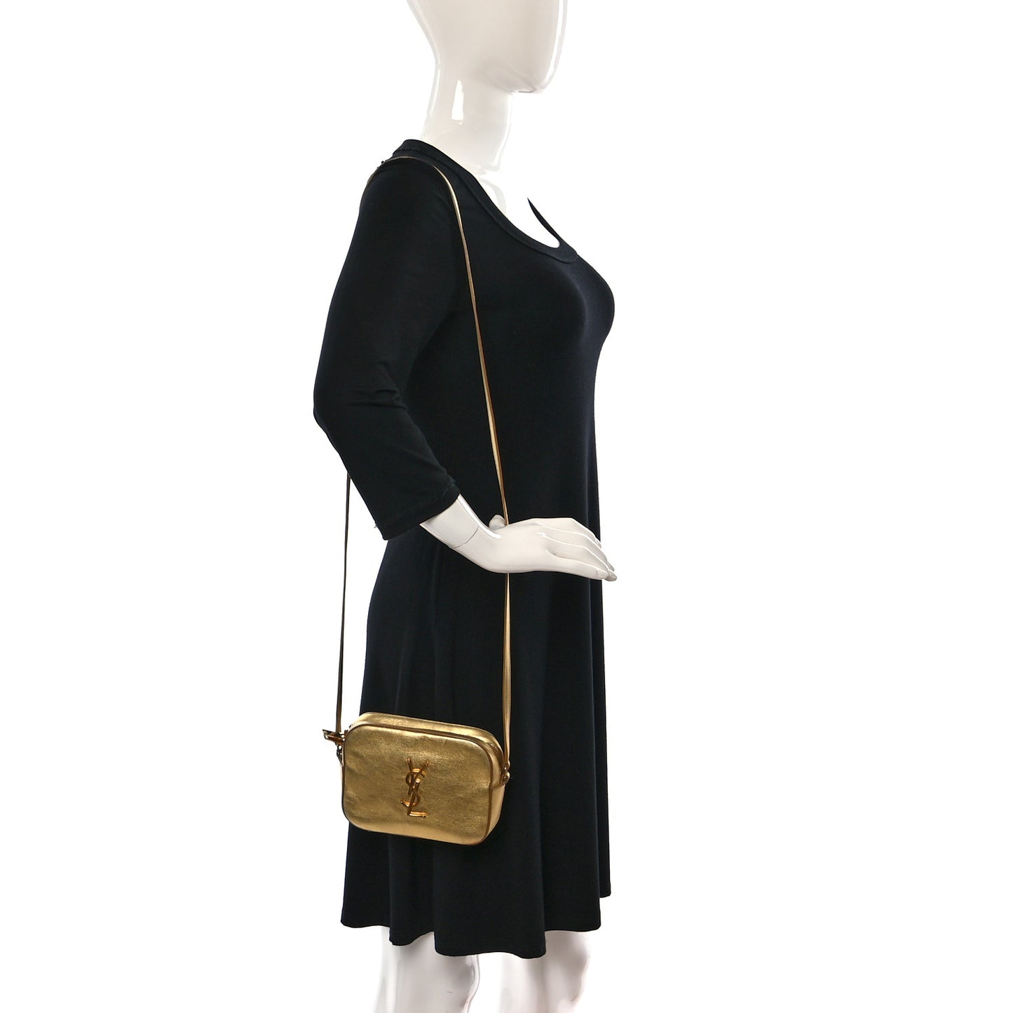 Metallic Calfskin Small Classic Monogram Camera Bag Gold