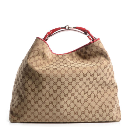 Gucci Monogram Large Horsebit Chain Hobo Red 1 of 7