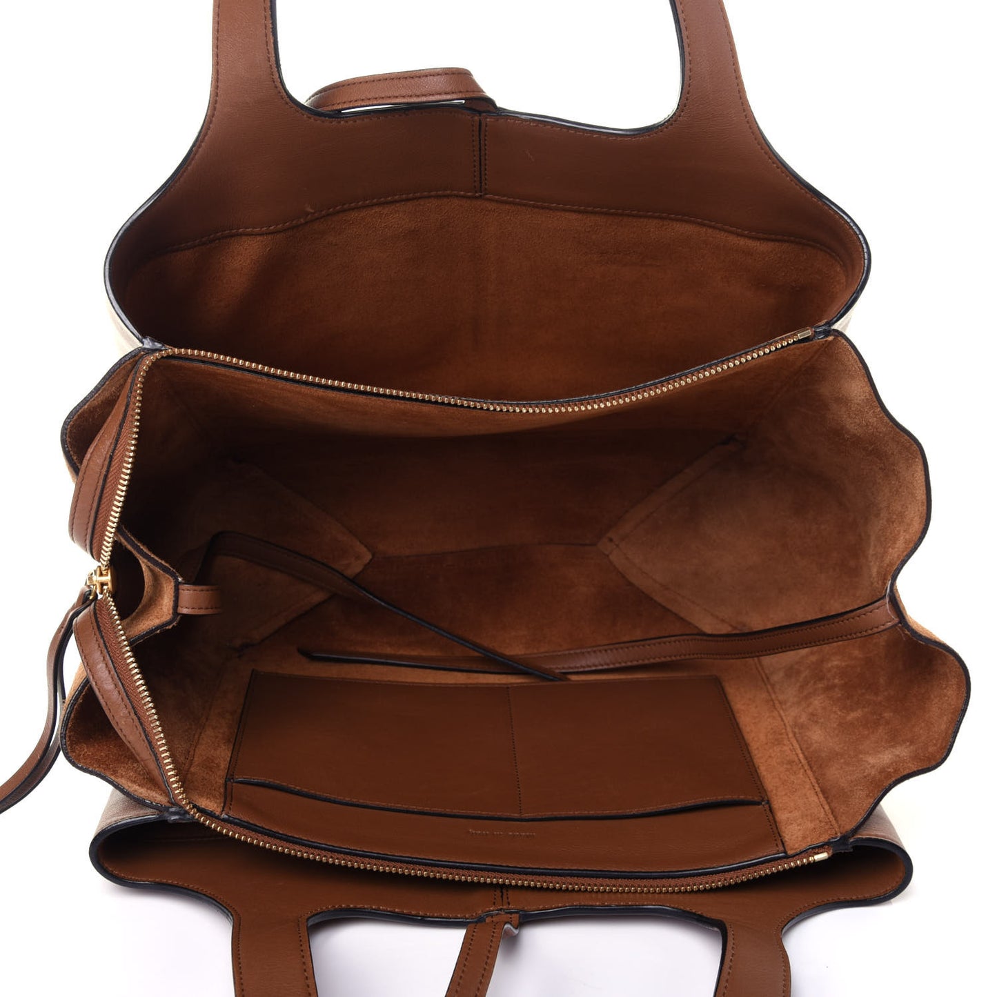 Smooth Calfskin Suede Small Tri-Fold Bag Camel