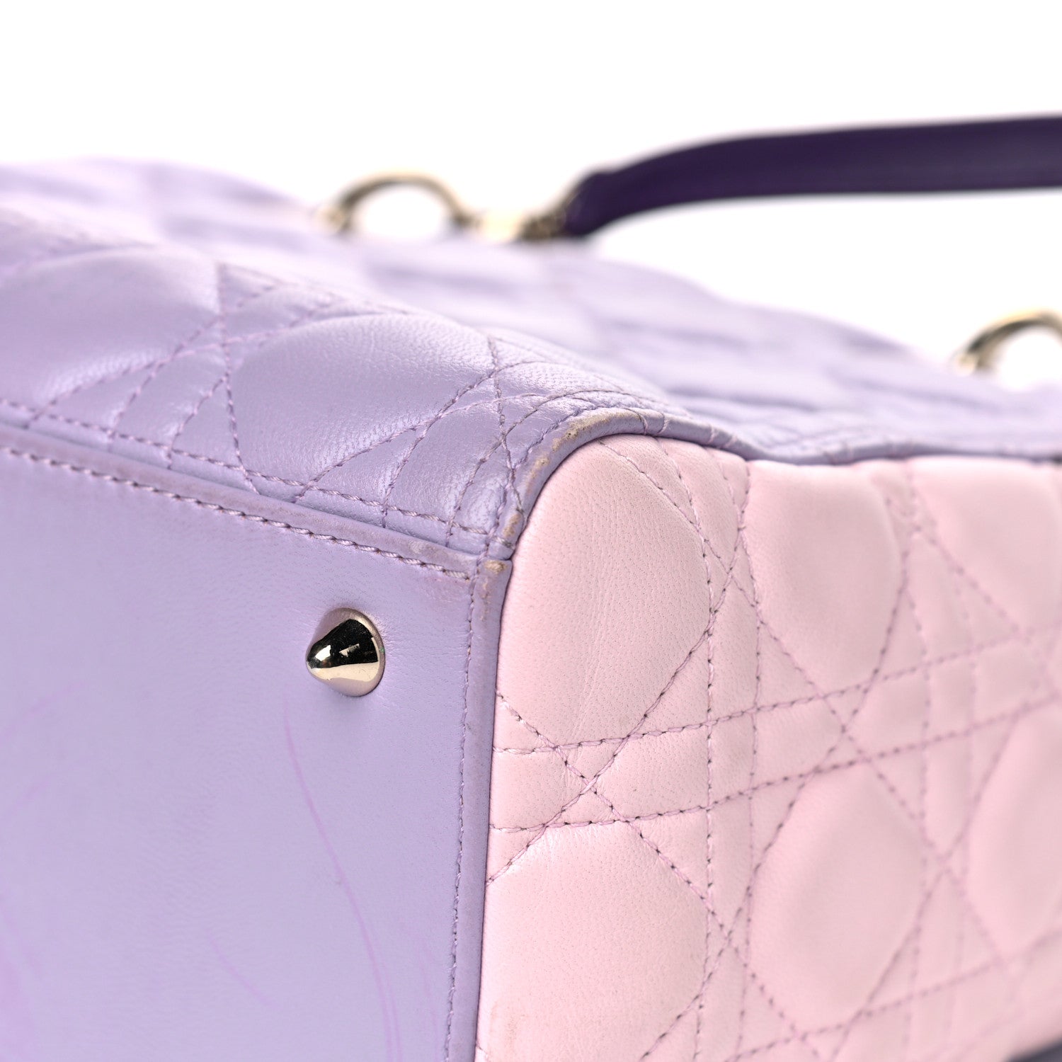 Christian Dior Lambskin Cannage Medium Tri-Color Lady Dior Purple Light Pink 8 of 14