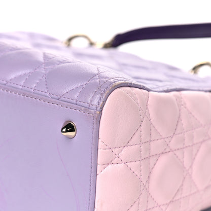 Christian Dior Lambskin Cannage Medium Tri-Color Lady Dior Purple Light Pink 8 of 14
