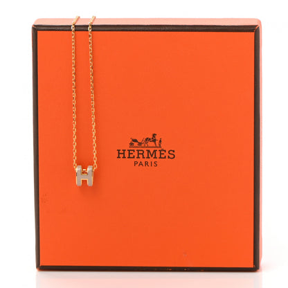 Hermes Lacquered Gold Mini Pop H Pendant Necklace Marron Glace 7 of 7