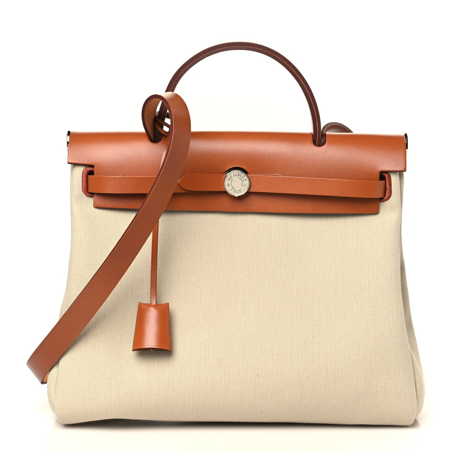 Hermes Vache Hunter Criss Viking Herbag Zip Retourne 31 PM Ecru Beige Naturel 3 of 11