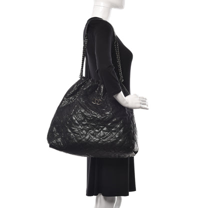 Chanel Distressed Glazed Caviar Quilted Large Elastic Tote Black 2 of 18