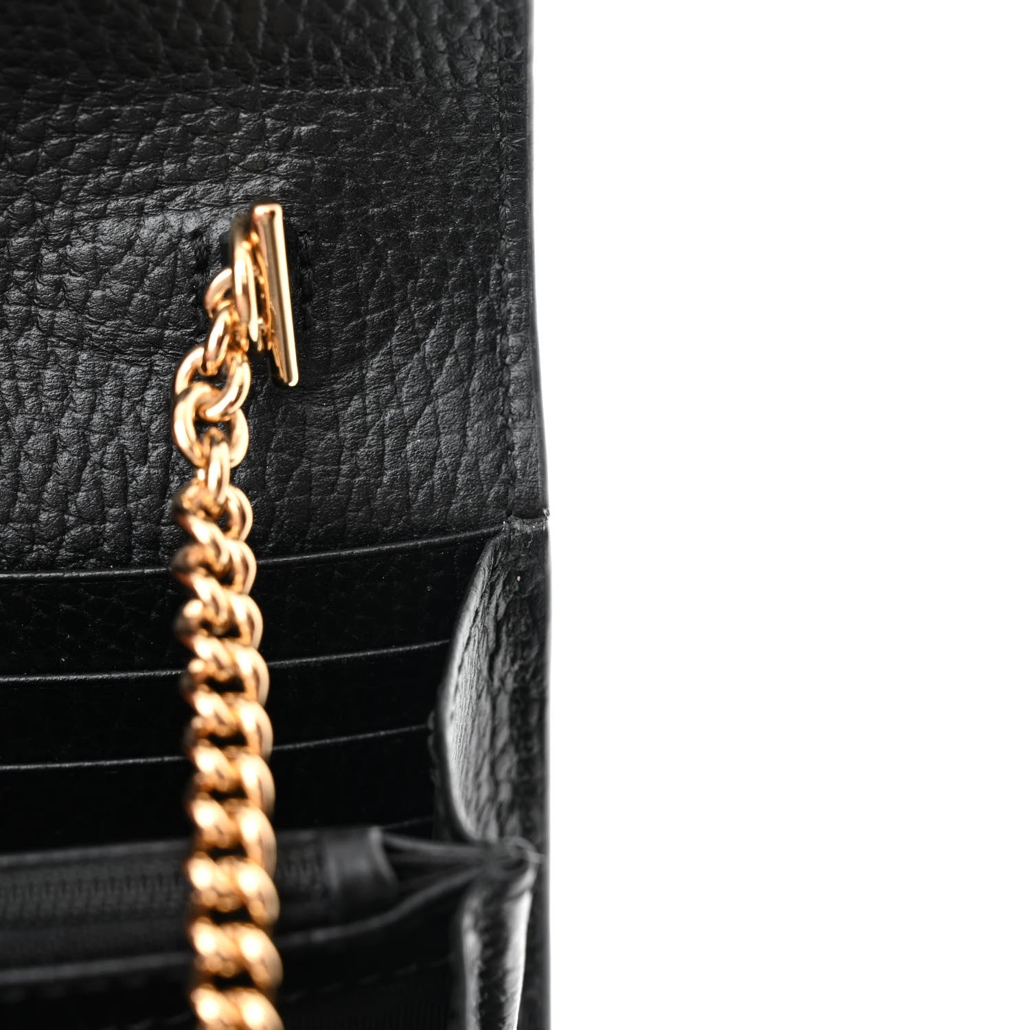 Gucci Dollar Calfskin GG Supreme Monogram Petite GG Marmont Wallet Chain Bag Black Beige Ebony 12 of 13
