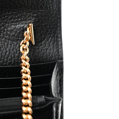 Gucci Dollar Calfskin GG Supreme Monogram Petite GG Marmont Wallet Chain Bag Black Beige Ebony 12 of 13