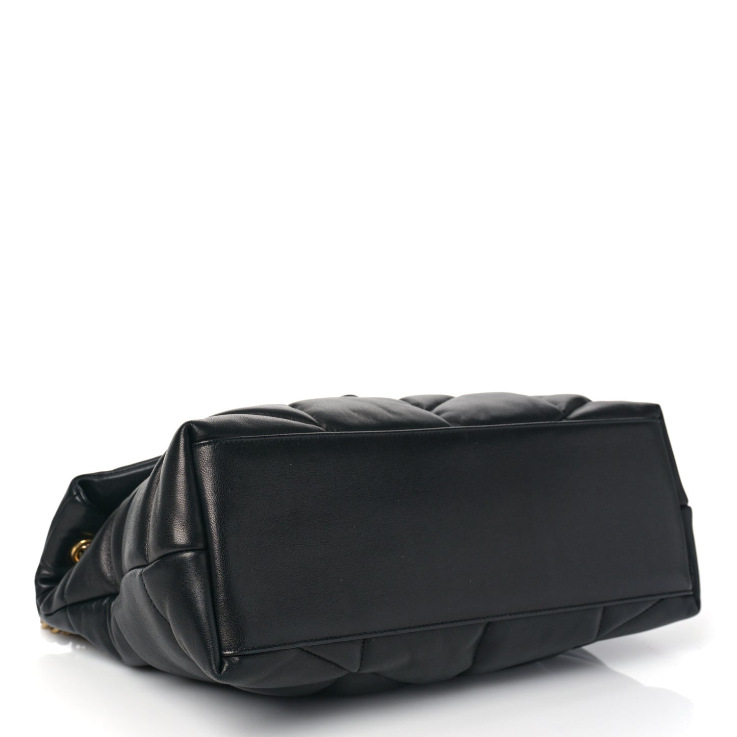 Lambskin Quilted Medium Loulou Puffer Monogram Chain Satchel Black