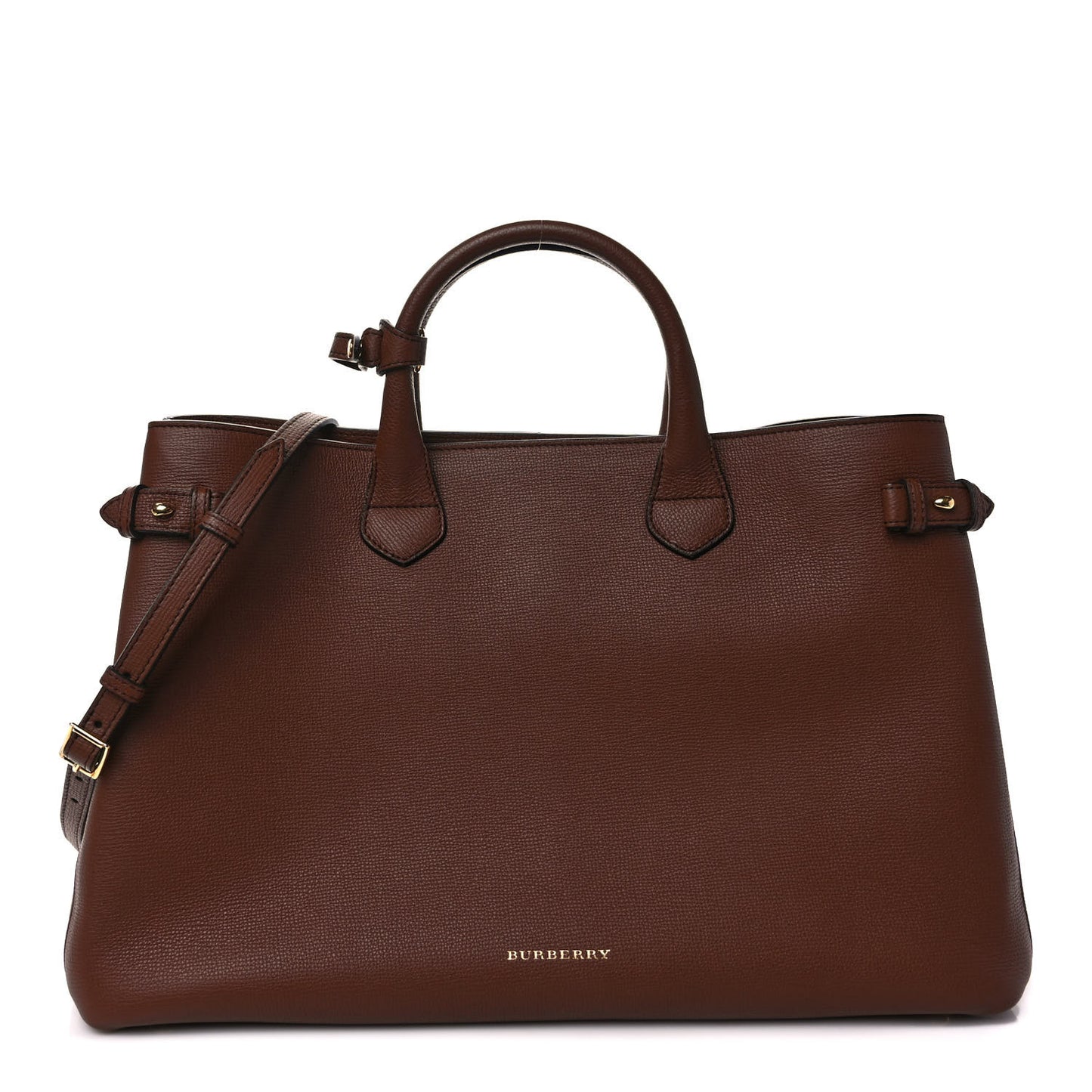Grainy Calfskin House Check Large Banner Tote Tan