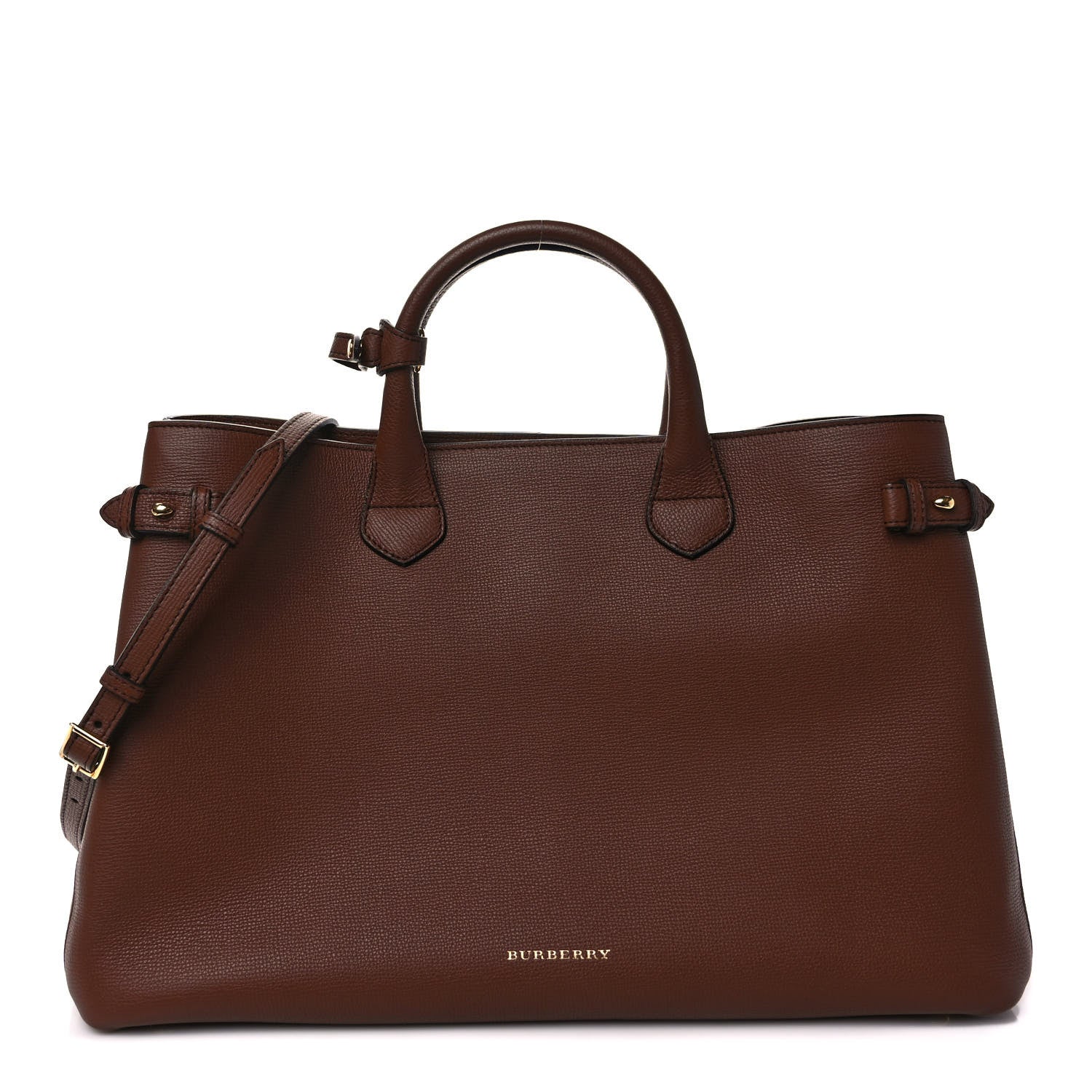 Burberry Grainy Calfskin House Check Large Banner Tote Tan 1 of 10