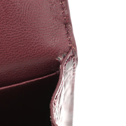 Balenciaga Shiny Calfskin Crocodile Embossed Hourglass Top Handle Bag Mini with Chain Dark Red 11 of 12