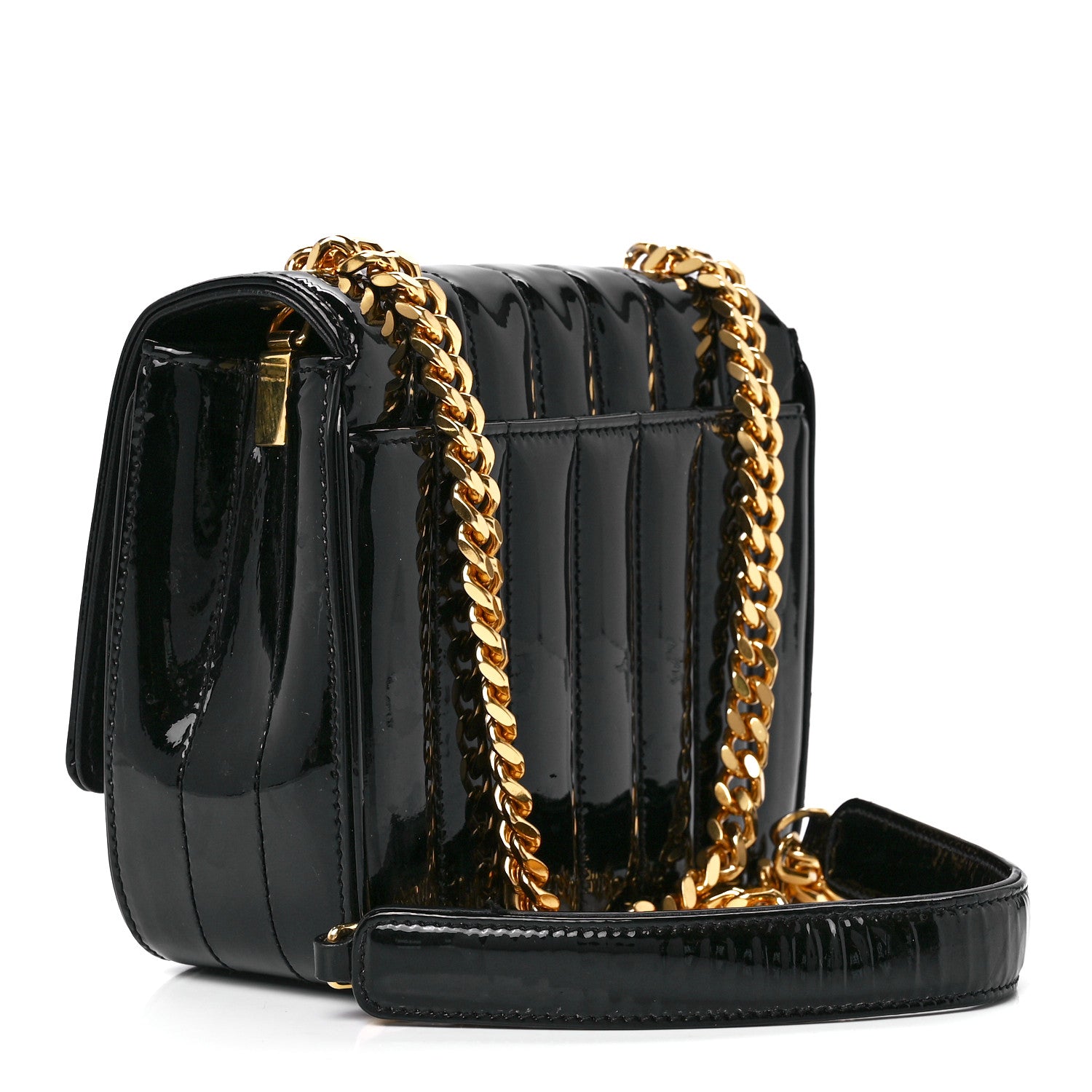 Saint Laurent Patent Calfskin Matelasse Monogram Small Vicky Chain Bag Black 3 of 12