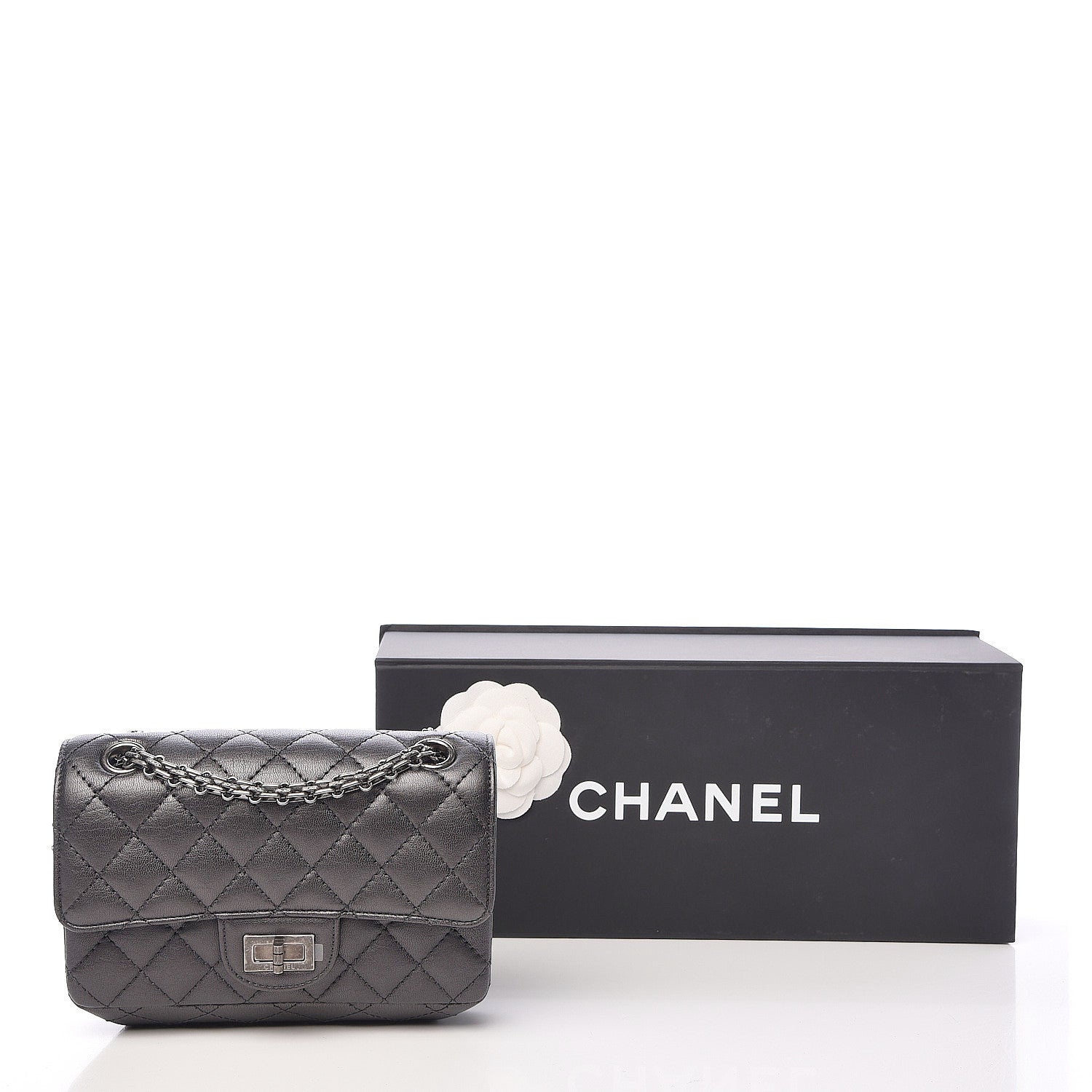 Chanel Metallic Sheepskin Quilted 2.55 Reissue Mini Flap Dark Silver 12 of 12