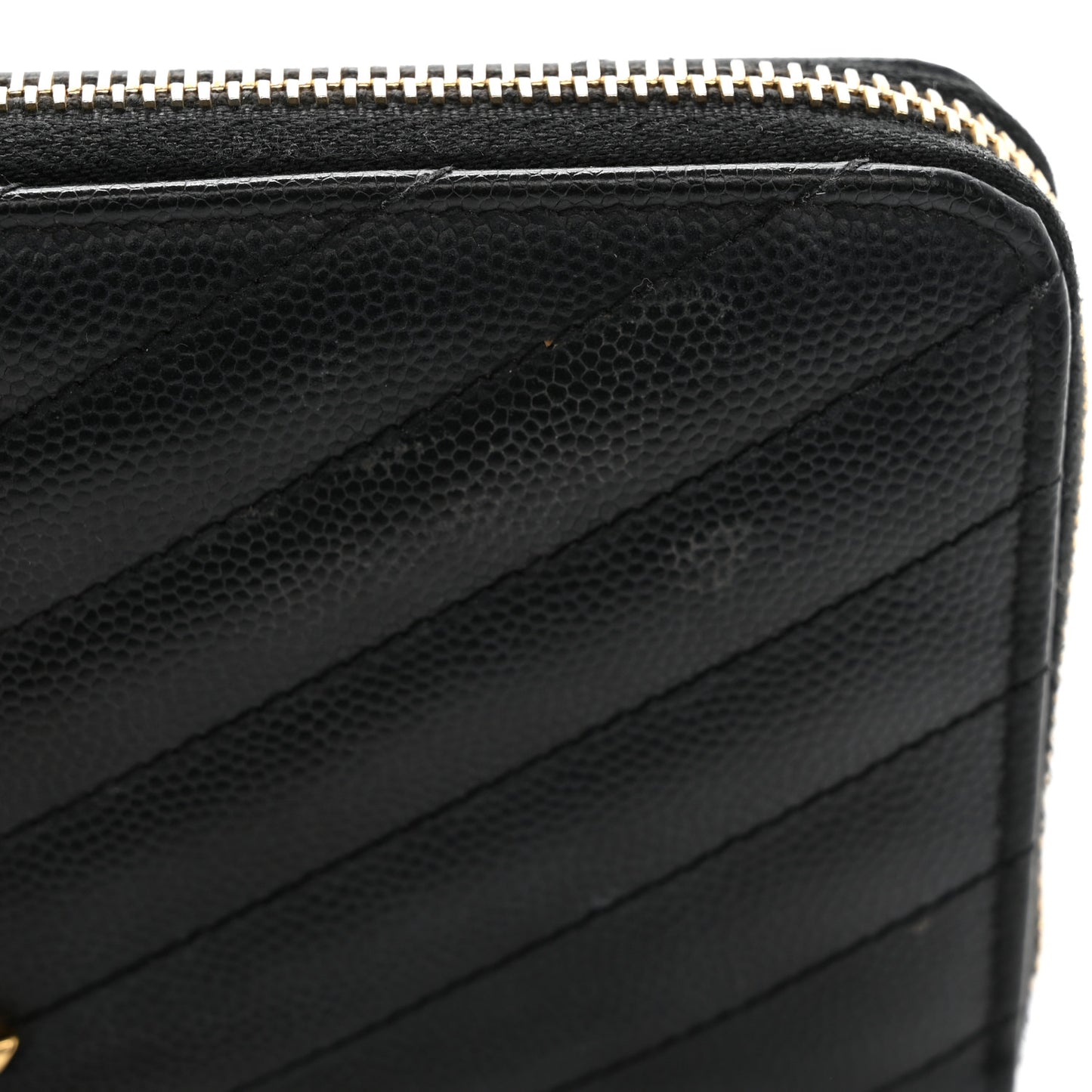 Grain De Poudre Matelasse Chevron Monogram Zip Around Wallet Black