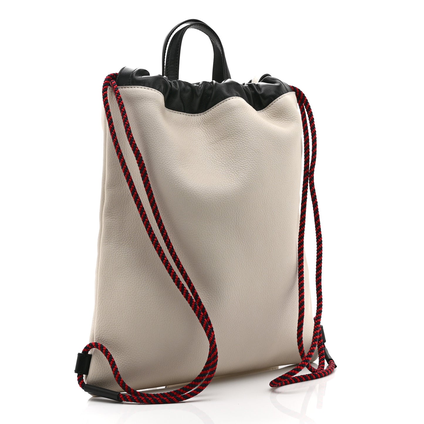 Calfskin Logo Drawstring Backpack Mystic White