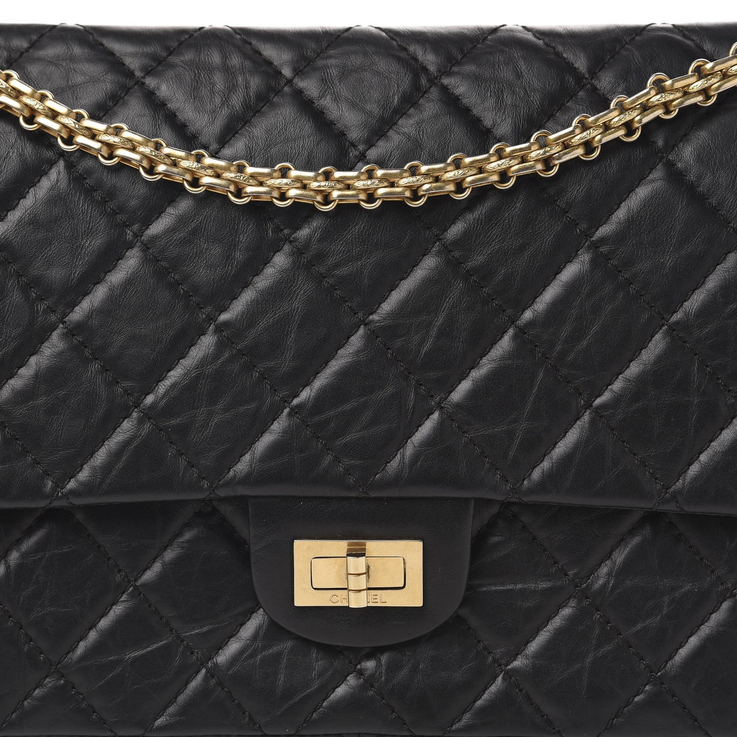 Aged Calfskin Quilted 2.55 Reissue 266 Flap Black