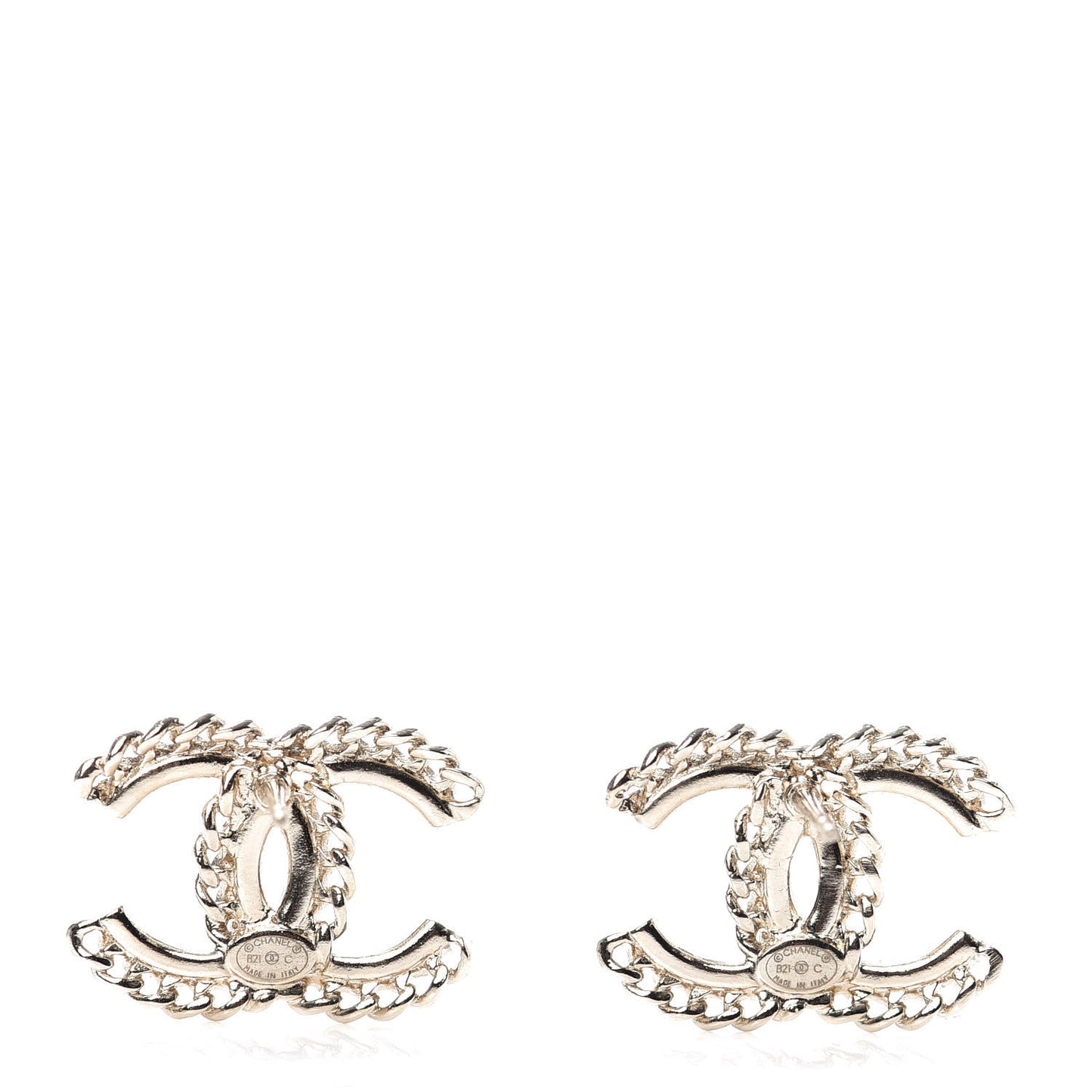 Crystal Chain CC Earrings Gold