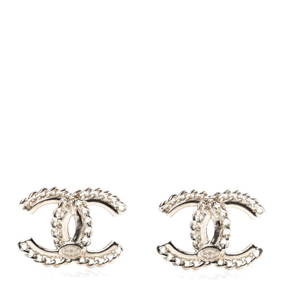 Chanel Crystal Chain CC Earrings Gold 3 of 5