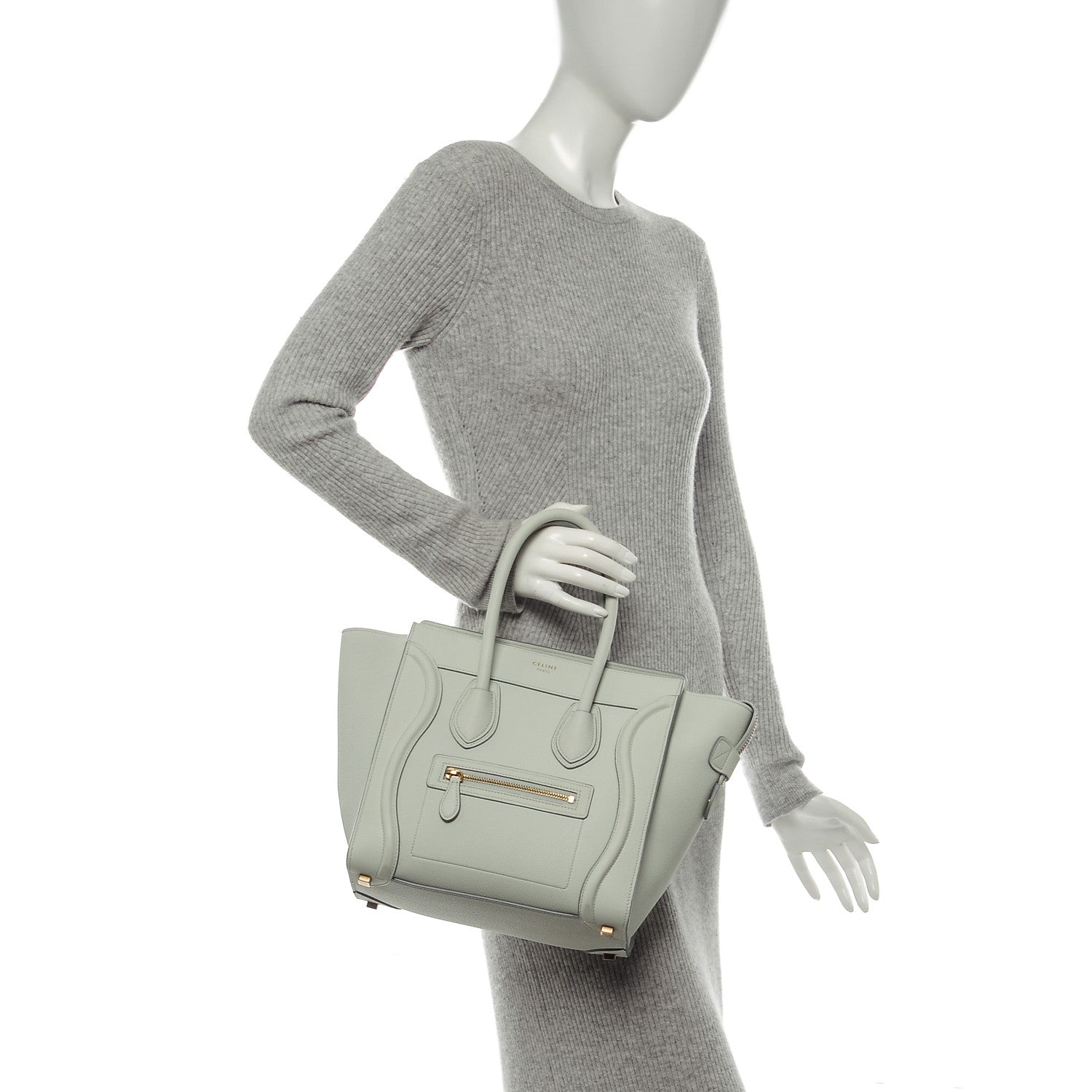 Celine Drummed Calfskin Micro Luggage Jade 2 of 6